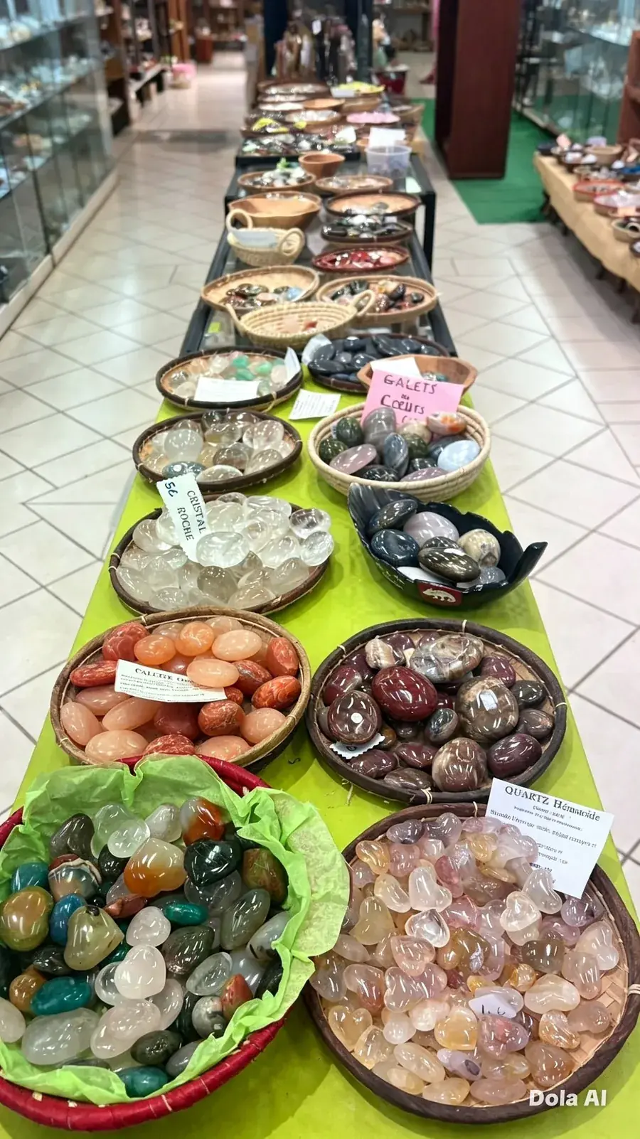 Étalage de pierres naturelles