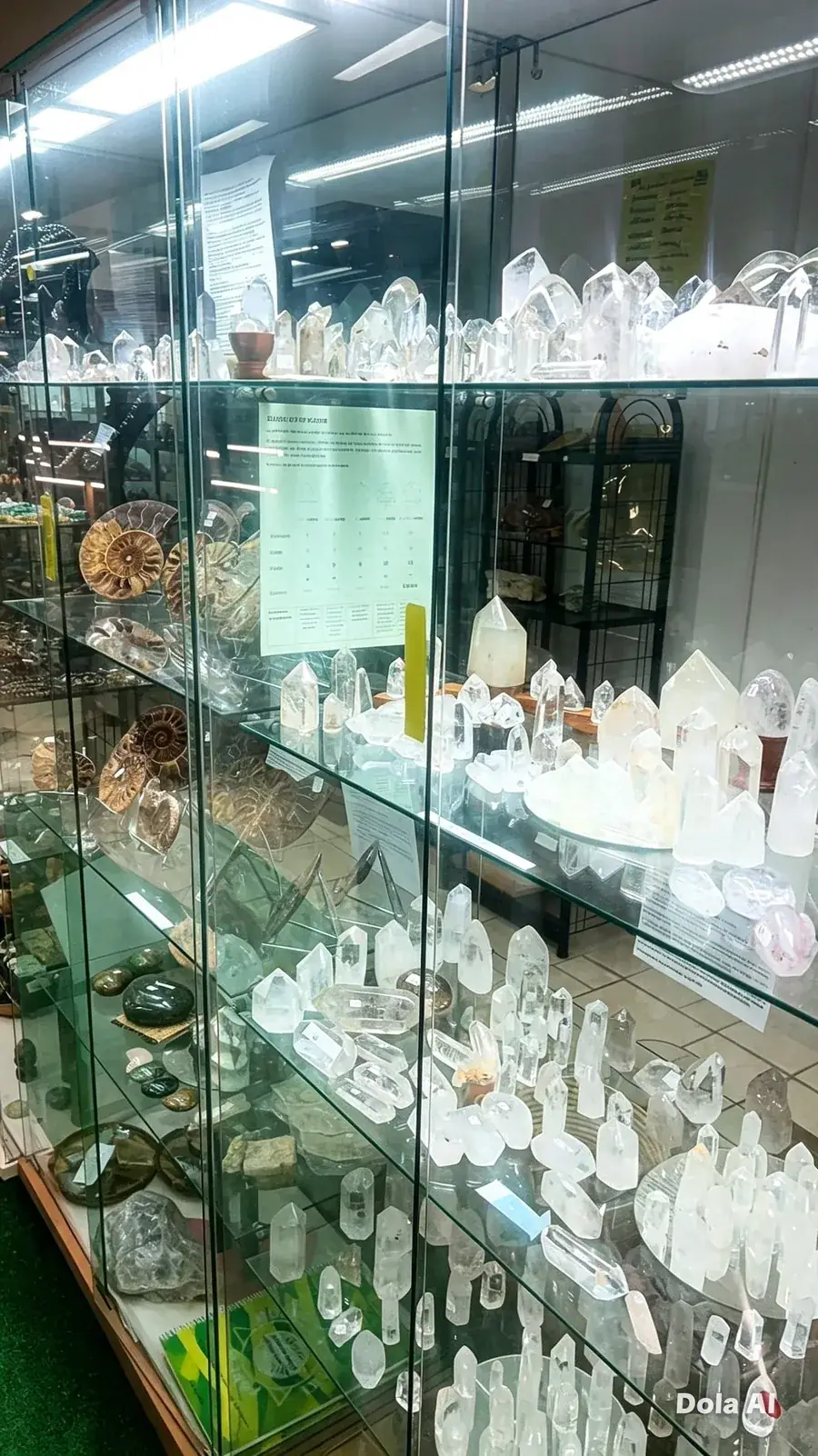 Vitrine quartz et fossiles
