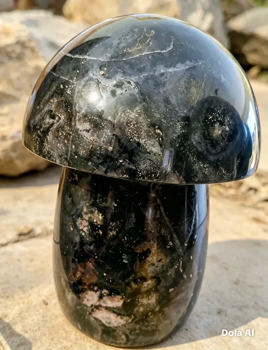 Champignon en pierre noire