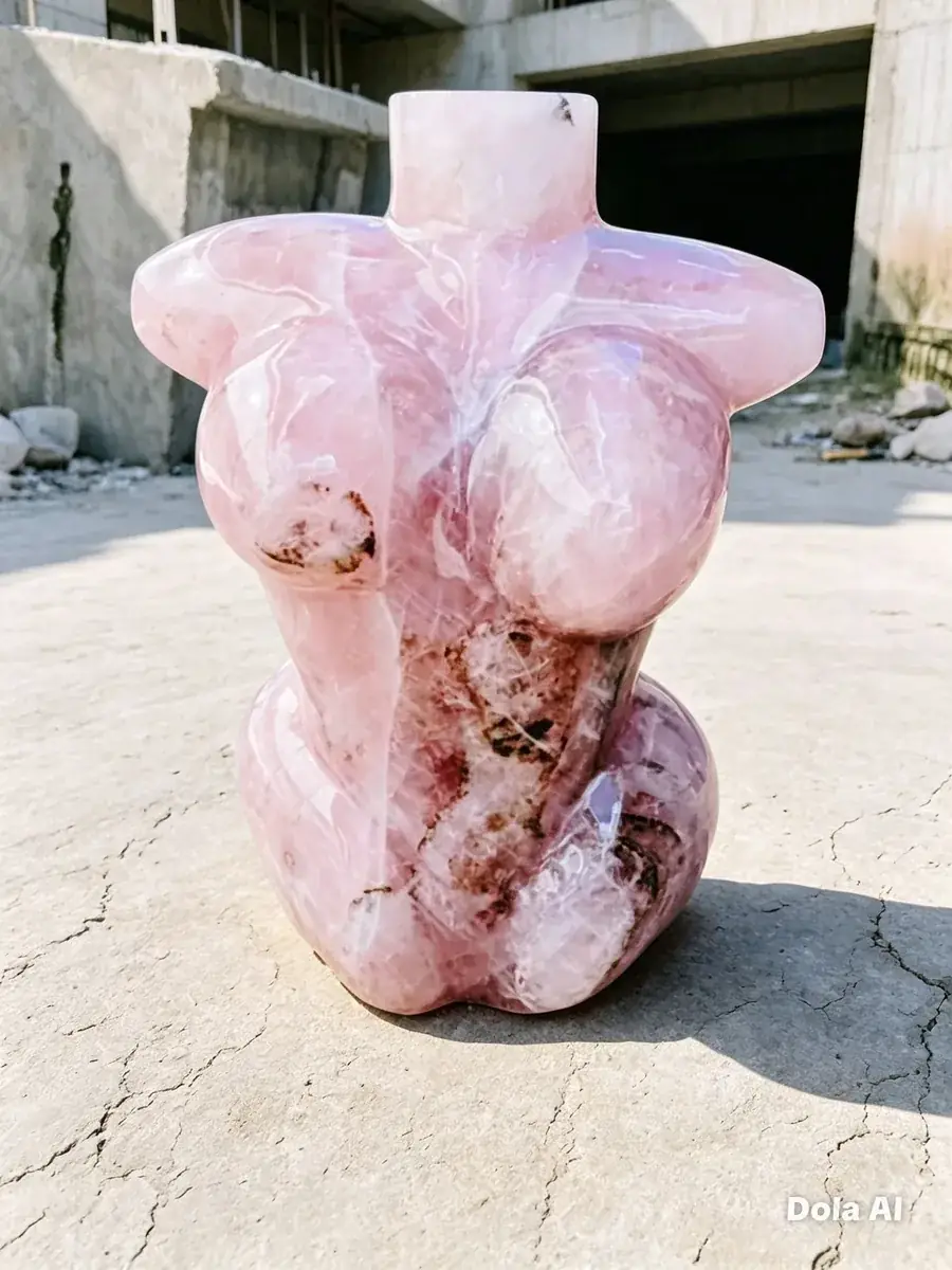 Sculpture de corps féminin en quartz rose