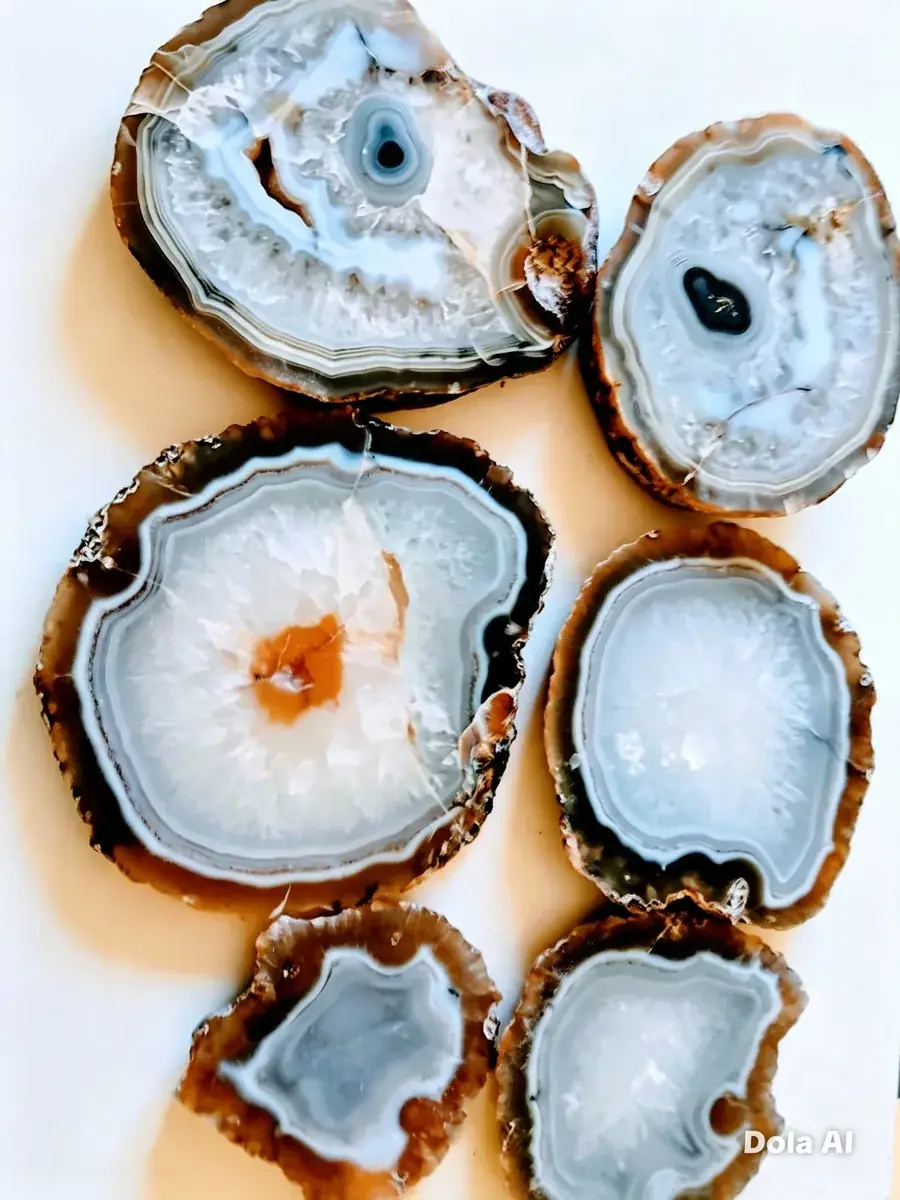 Six tranches d'agate